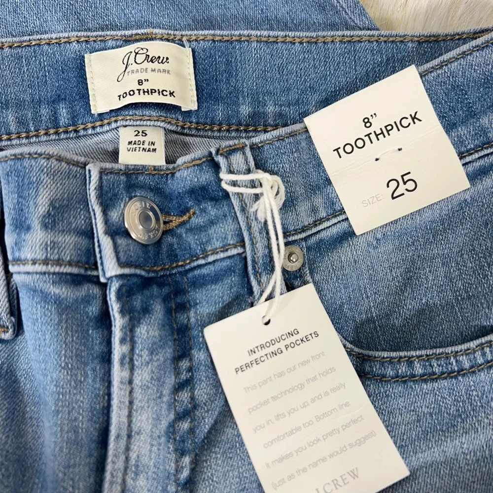 J.Crew Womens 8 Inch Toothpick Slim Skinny Jeans Blue Low Rise Pockets 25 New